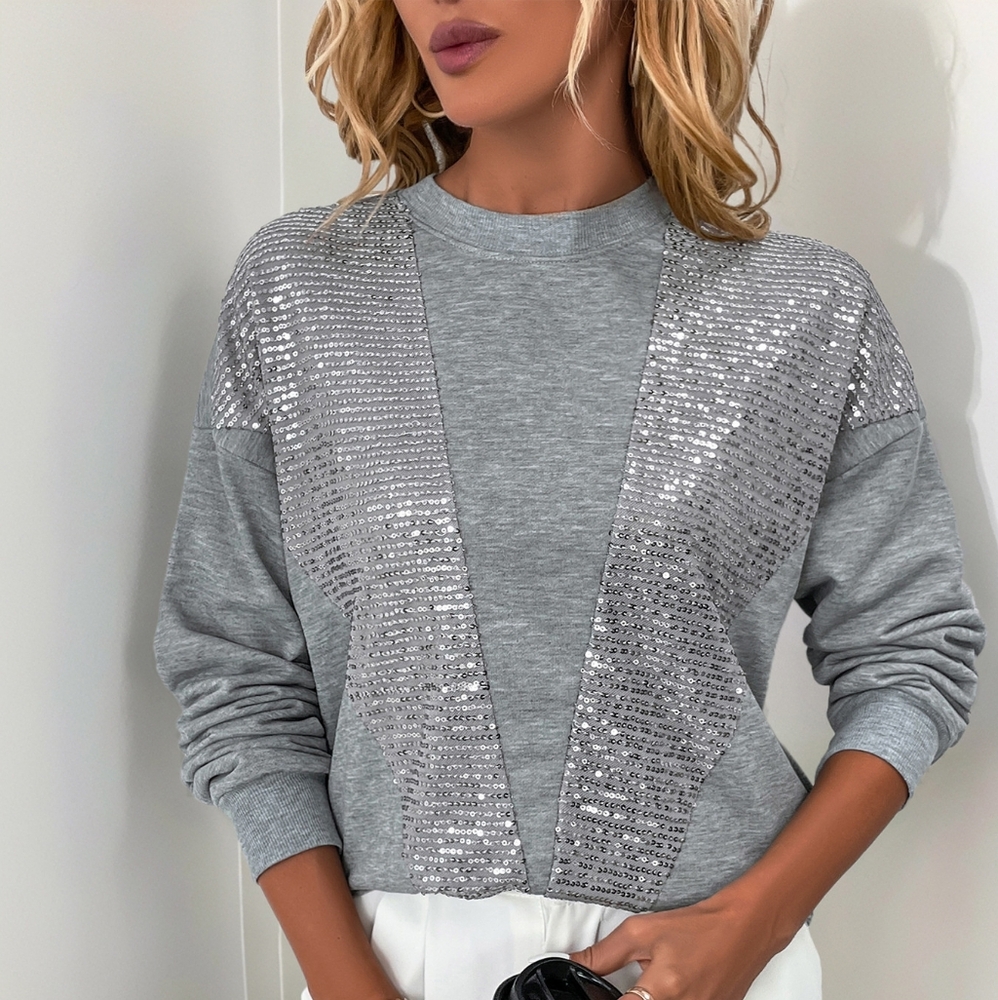 Gray Sequin Sweatshirt